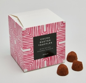 Cocoa dusted truffles with salted caramel flavour